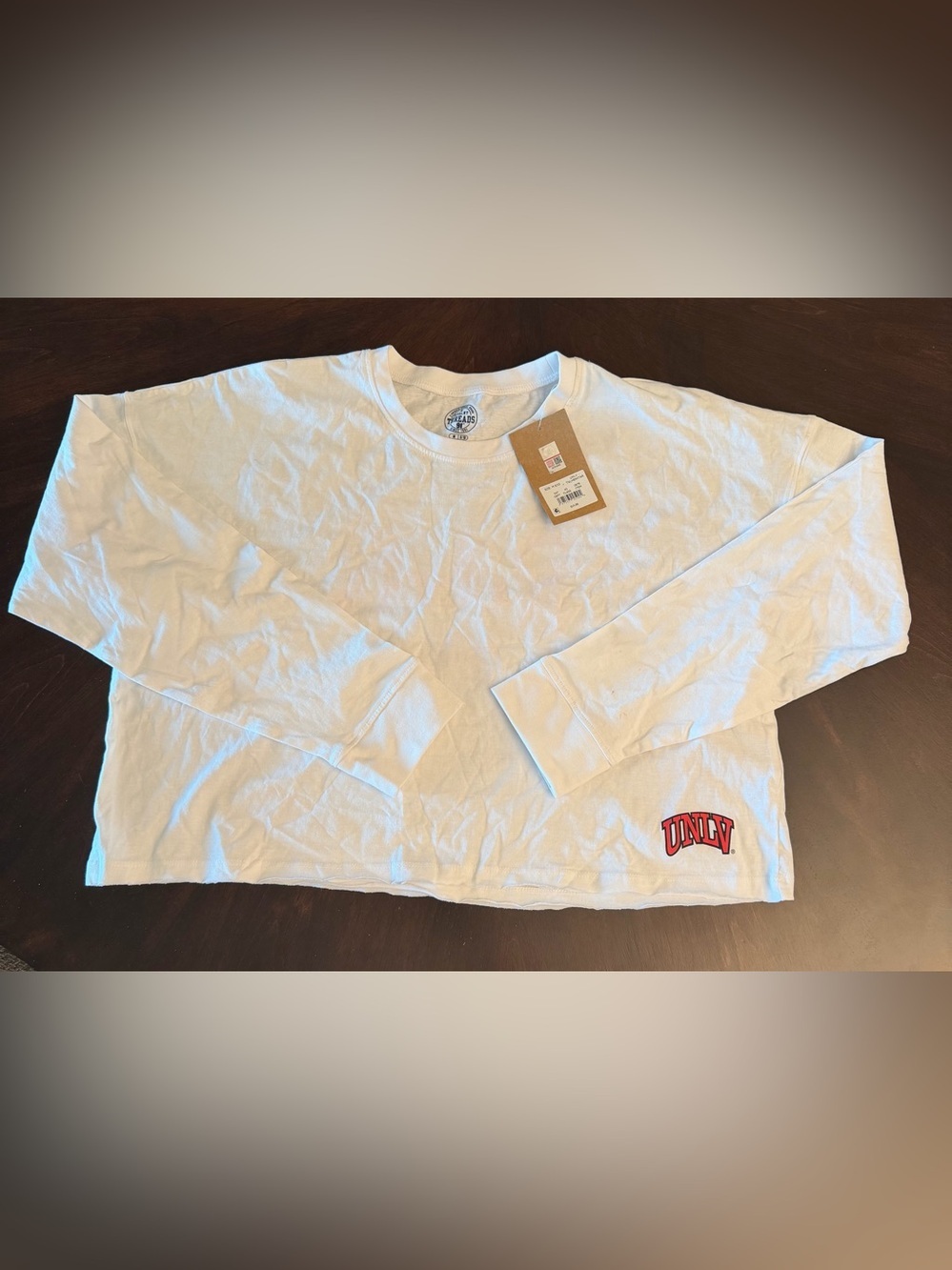 Rivalry Threads White Long-Sleeve Kids' UNLV Tee with Red Logo